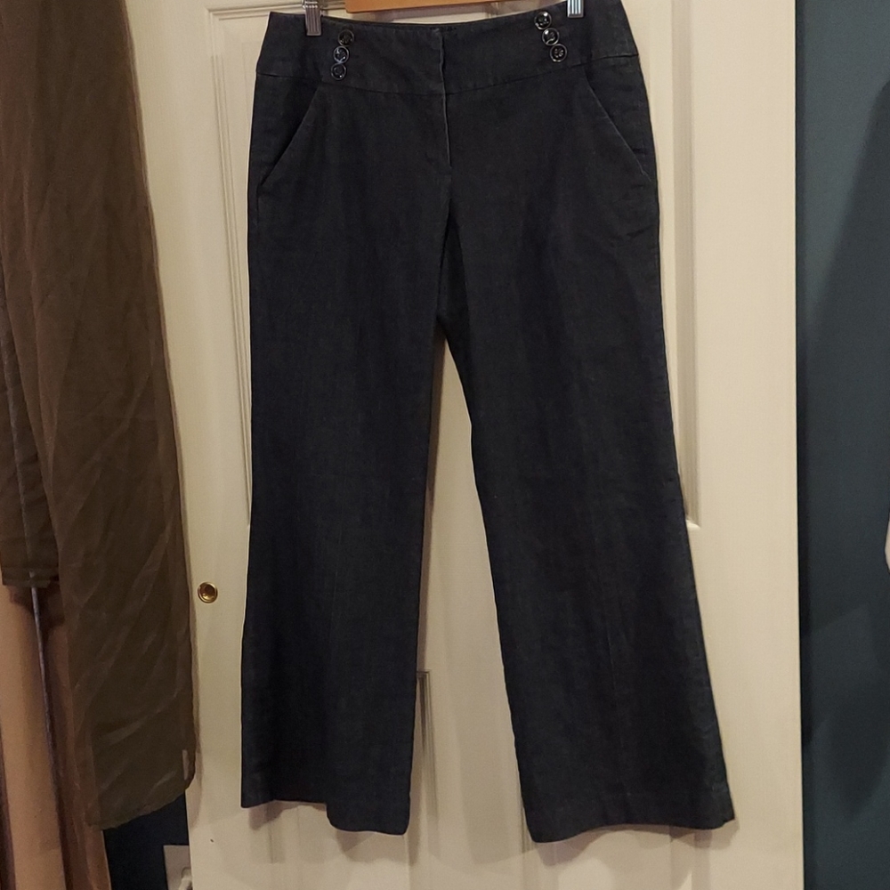Sandro Petite Wide Leg Front Creased Blue Sailor Pants 10P - Picture 1 of 6